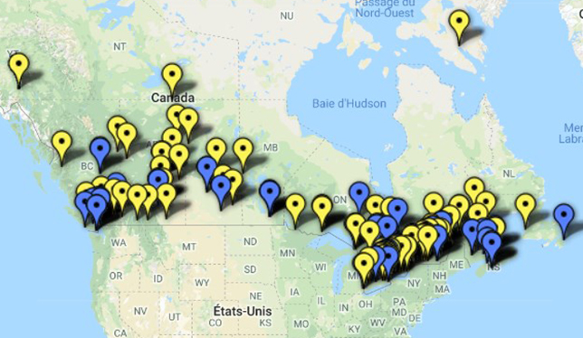 Locations icons on map
