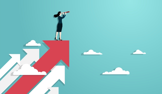 women holding telescope  design