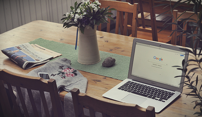 Laptop on table
