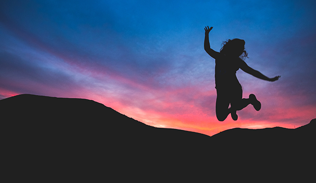Women Jumping picture Night view